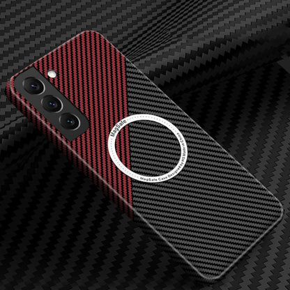 For Samsung Galaxy S23+ 5G Carbon Fiber Texture MagSafe Magnetic Phone Case(Black Red) - Galaxy S23+ 5G Cases by buy2fix | Online Shopping UK | buy2fix