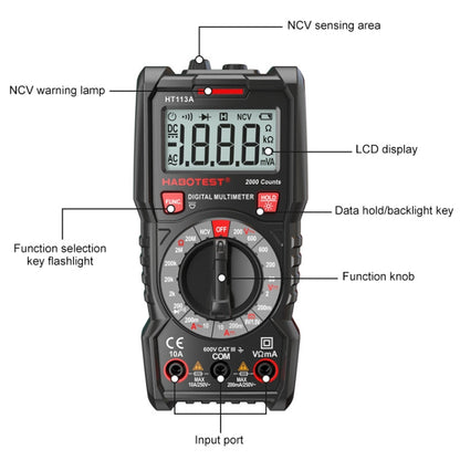 HABOTEST HT113C Automatic Range High-precision Digital Multimeter - Digital Multimeter by HABOTEST | Online Shopping UK | buy2fix