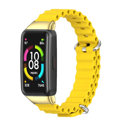 For Huawei Band 6 / Honor Band 6 / 7 MIJOBS CS Marine Silicone Breathable Watch Band(Yellow Gold) - Watch Bands by MIJOBS | Online Shopping UK | buy2fix