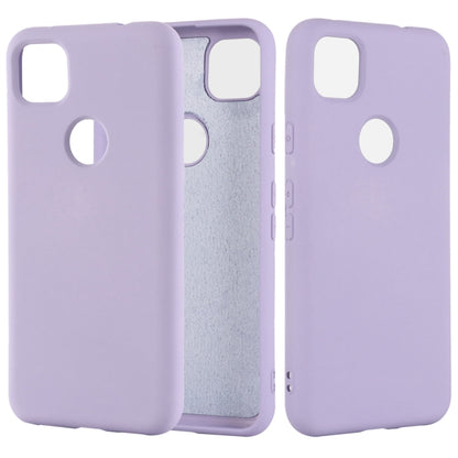 For Google Pixel 4a Pure Color Liquid Silicone Shockproof Full Coverage Case(Purple) - Mobile Accessories by buy2fix | Online Shopping UK | buy2fix