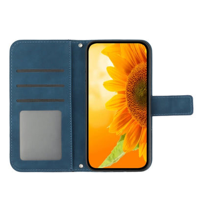 For TCL 40 SE HT04 Skin Feel Sun Flower Embossed Flip Leather Phone Case with Lanyard(Inky Blue) - More Brand by buy2fix | Online Shopping UK | buy2fix