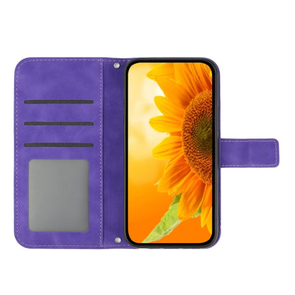 For TCL 40 SE HT04 Skin Feel Sun Flower Embossed Flip Leather Phone Case with Lanyard(Dark Purple) - More Brand by buy2fix | Online Shopping UK | buy2fix
