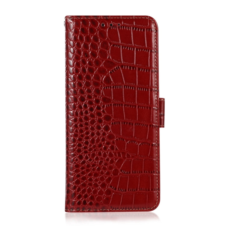 For Motorola Moto G53 5G Crocodile Top Layer Cowhide RFID Leather Phone Case(Red) - Motorola Cases by buy2fix | Online Shopping UK | buy2fix