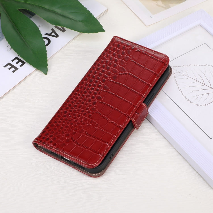 For Motorola Moto G53 5G Crocodile Top Layer Cowhide RFID Leather Phone Case(Red) - Motorola Cases by buy2fix | Online Shopping UK | buy2fix