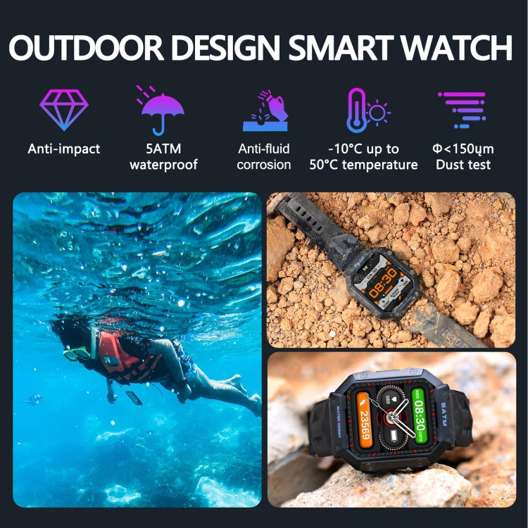 PG333 1.91 inch Waterproof Smart Sports Watch Support Heart Rate Monitoring / Blood Pressure Monitoring(Black) - Smart Wear by buy2fix | Online Shopping UK | buy2fix