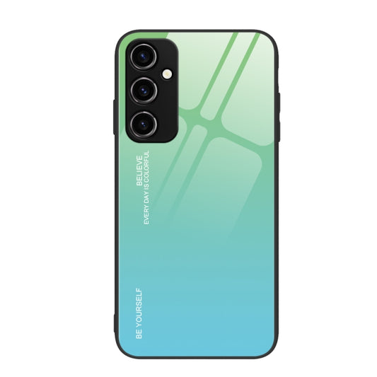 For Samsung Galaxy A14 5G Gradient Color Glass Phone Case(Green Cyan) - Galaxy Phone Cases by buy2fix | Online Shopping UK | buy2fix