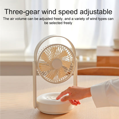 WT-F62 Outdoor Portable USB Charging Air Cooling Fan with LED Night Lamp(Cream Color) - Consumer Electronics by buy2fix | Online Shopping UK | buy2fix