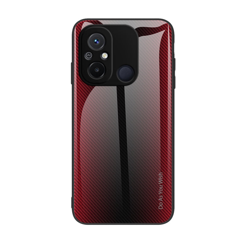 For Xiaomi Redmi 12C Texture Gradient Glass TPU Phone Case(Red) - Xiaomi Cases by buy2fix | Online Shopping UK | buy2fix
