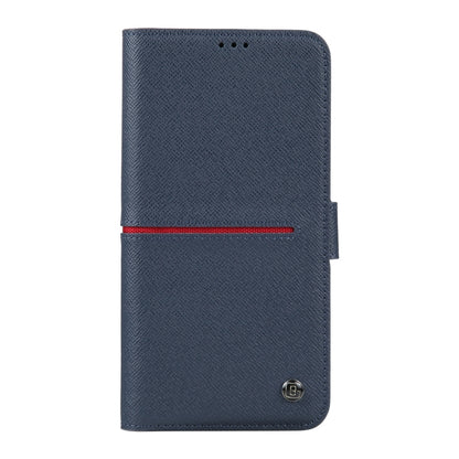 For iPhone 14 Plus GEBEI Top-grain Horizontal Flip Leather Phone Case(Blue) - iPhone 14 Plus Cases by GEBEI | Online Shopping UK | buy2fix