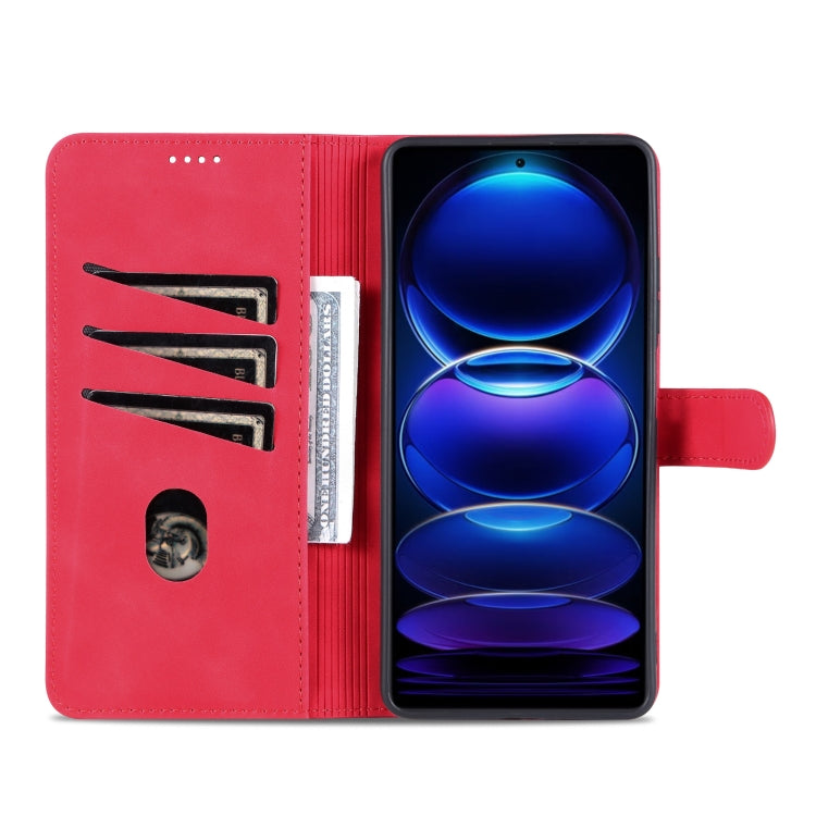 For Xiaomi Redmi Note 12 Pro 5G Global / China / Note 12 Pro 5G Speed / Poco X5 Pro AZNS Skin Feel Calf Texture Flip Leather Phone Case(Red) - Xiaomi Cases by AZNS | Online Shopping UK | buy2fix