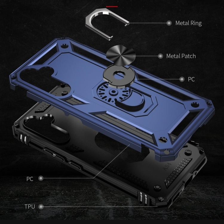 For Samsung Galaxy A54 Shockproof TPU + PC Phone Case with Holder(Blue) - Galaxy Phone Cases by buy2fix | Online Shopping UK | buy2fix