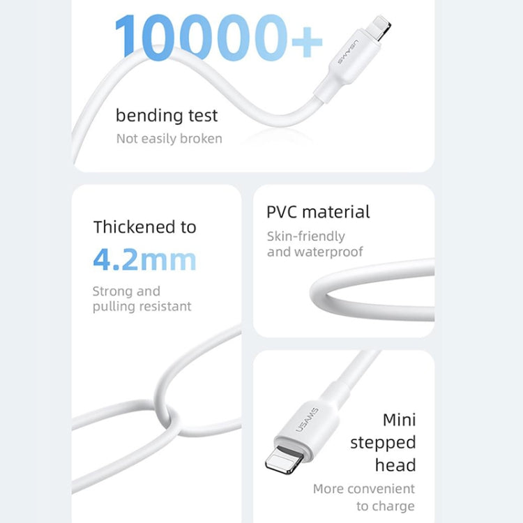 USAMS US-SJ610 U84 PD20W USB-C / Type-C to 8 Pin Charging Data Cable, Cable Length:1m(White) - 2 in 1 Cable by USAMS | Online Shopping UK | buy2fix