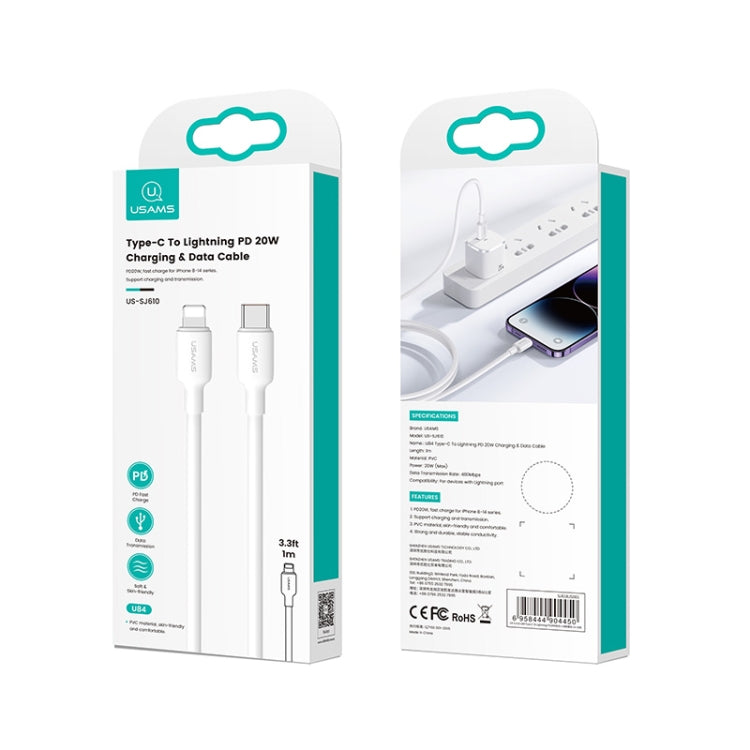 USAMS US-SJ610 U84 PD20W USB-C / Type-C to 8 Pin Charging Data Cable, Cable Length:1m(White) - 2 in 1 Cable by USAMS | Online Shopping UK | buy2fix