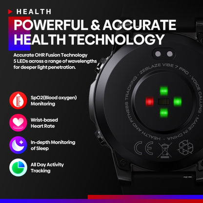 Zeblaze Vibe 7 Pro 1.43 inch Round Screen HD Smart Watch Support Voice Call / Health Monitoring(Black Silver) - Smart Wear by Zeblaze | Online Shopping UK | buy2fix