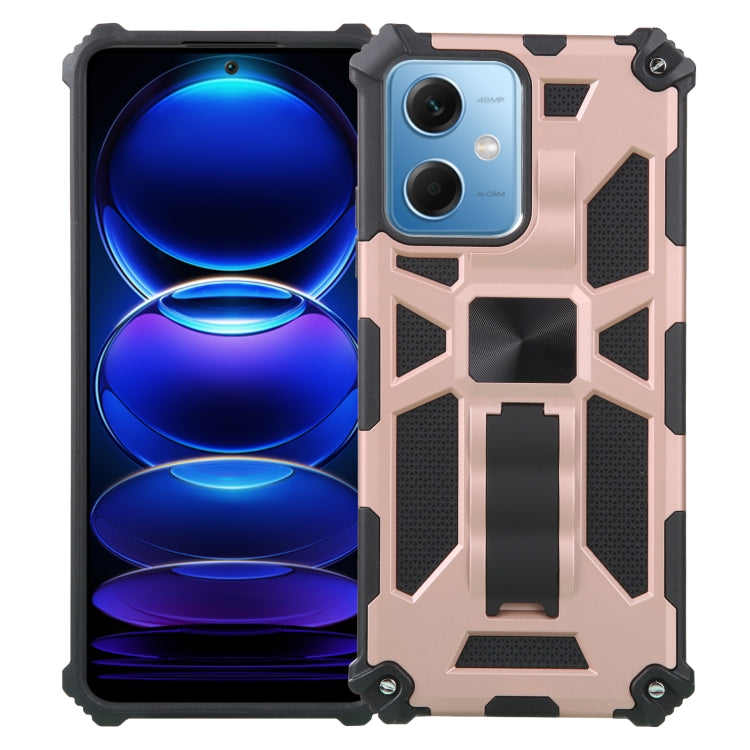 For Xiaomi Redmi Note 12 5G Global Shockproof TPU + PC Magnetic Phone Case with Holder(Rose Gold) - Note 12 Cases by buy2fix | Online Shopping UK | buy2fix