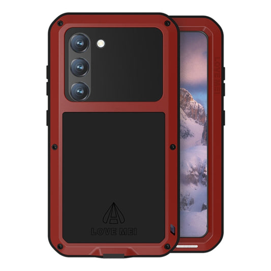 For Samsung Galaxy S23 5G LOVE MEI Metal Shockproof Life Waterproof Dustproof Phone Case(Red) - Galaxy S23 5G Cases by LOVE MEI | Online Shopping UK | buy2fix