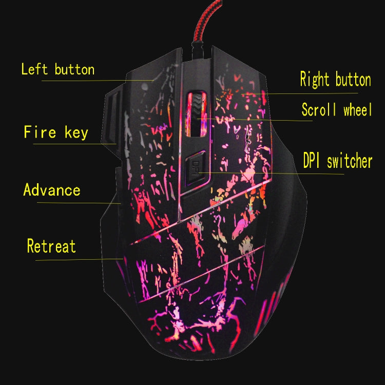 HXSJ A874 7-keys Flowing Water Crack Colorful Luminous Wired Gaming Mouse -  by HXSJ | Online Shopping UK | buy2fix