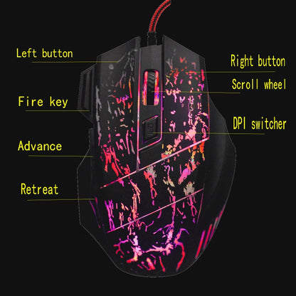 HXSJ A874 7-keys Flowing Water Crack Colorful Luminous Wired Gaming Mouse -  by HXSJ | Online Shopping UK | buy2fix