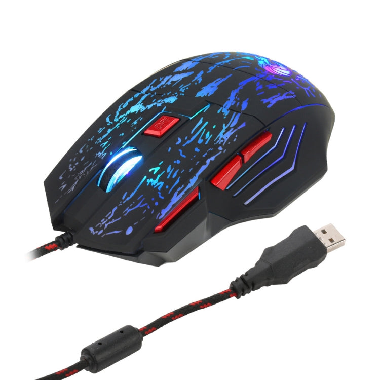 HXSJ H300 7 Keys Flowing Water Crack Colorful Luminous Wired Gaming Mouse(Black) -  by HXSJ | Online Shopping UK | buy2fix