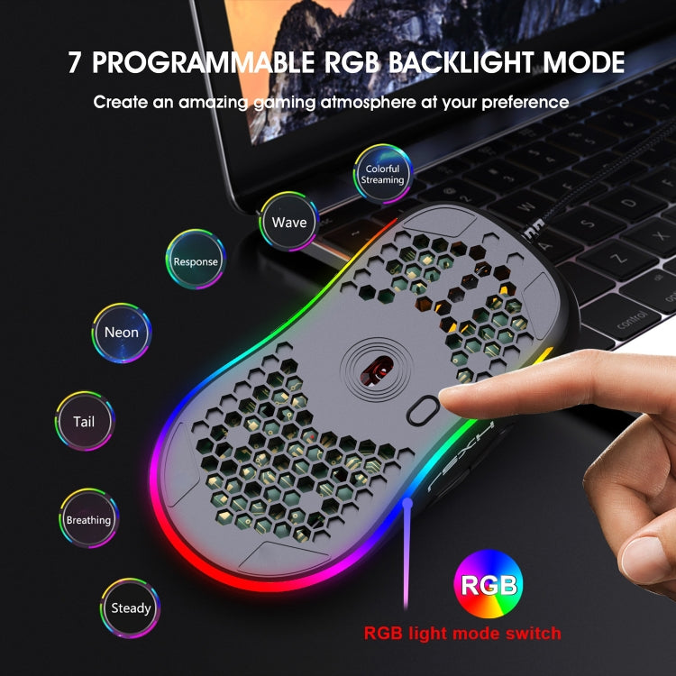 HXSJ X600 6 Keys RGB Luminous Macro Programming Wired Gaming Mouse(Black) -  by HXSJ | Online Shopping UK | buy2fix