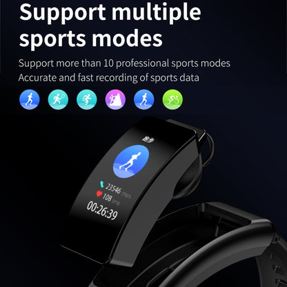 K50 1.08 inch Silicone Band Earphone Detachable IP67 Waterproof Smart Watch Support Bluetooth Call(Black Silver) - Smart Wear by buy2fix | Online Shopping UK | buy2fix