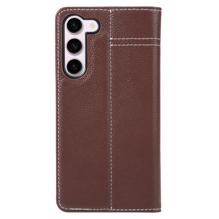 For Samsung Galaxy S23+ 5G GEBEI Top-grain Horizontal Flip Leather Phone Case(Brown) - Galaxy S23+ 5G Cases by GEBEI | Online Shopping UK | buy2fix