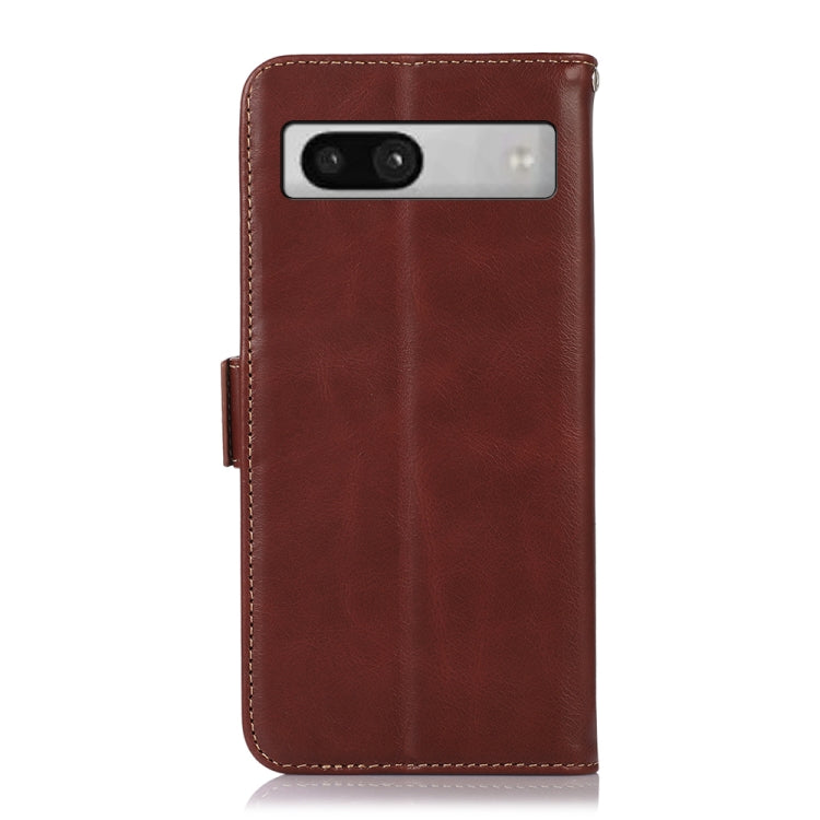 For Google Pixel 7a Crazy Horse Top Layer Cowhide Leather Phone Case(Brown) - Google Cases by buy2fix | Online Shopping UK | buy2fix