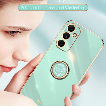 For Samsung Galaxy A34 5G XINLI Straight Edge 6D Electroplate TPU Phone Case with Ring Holder(Mint Green) - Galaxy Phone Cases by XINLI | Online Shopping UK | buy2fix