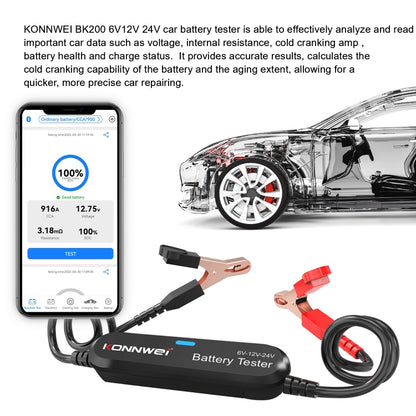 KONNWEI BK200 6V/12V/24V Car Bluetooth Battery Tester(Black) - In Car by KONNWEI | Online Shopping UK | buy2fix