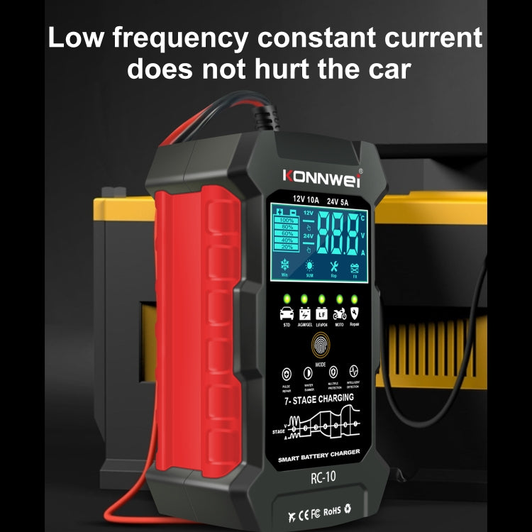 KONNWEI RC-10 2 inch Car Battery Charger Battery Pulse Repair Tool, Plug Type:EU Plug - Battery Charger by KONNWEI | Online Shopping UK | buy2fix