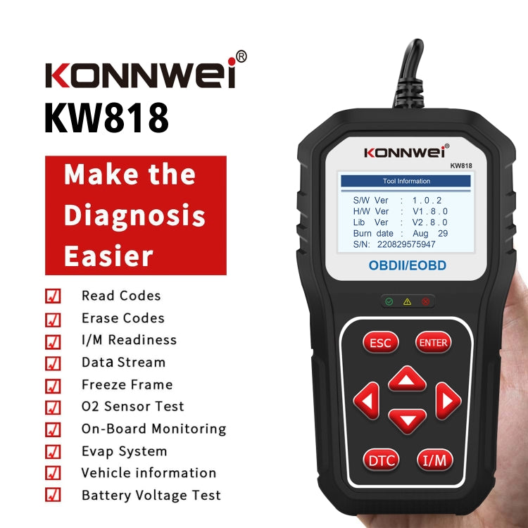 KONNWE KW818 Car OBD2 Bluetooth Fault Detector Diagnostic Tools - In Car by KONNWEI | Online Shopping UK | buy2fix