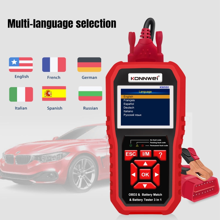 KONNWEI KW880 3 in 1 Car OBD2 Fault Diagnosis + Battery Tester + Battery Match Reset - Code Readers & Scan Tools by KONNWEI | Online Shopping UK | buy2fix