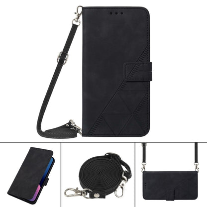 For Xiaomi Redmi 12C / Redmi 11A 4G Global Crossbody 3D Embossed Flip Leather Phone Case(Black) - Xiaomi Cases by buy2fix | Online Shopping UK | buy2fix