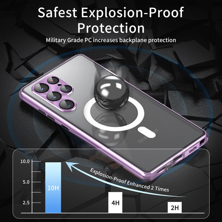 For Samsung Galaxy S23+ 5G HD Full Cover Magsafe Magnetic Metal Tempered Glass Phone Case(Purple) - Galaxy S23+ 5G Cases by buy2fix | Online Shopping UK | buy2fix