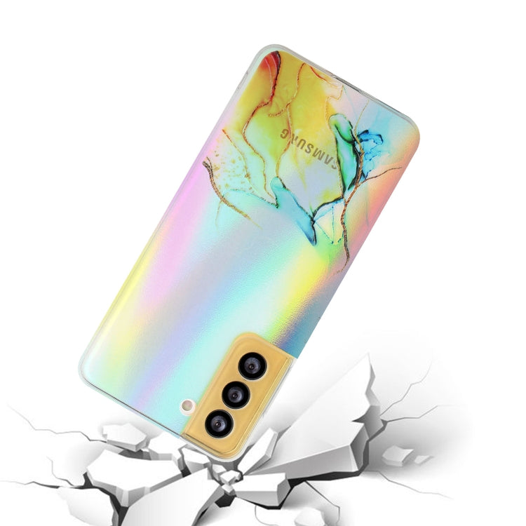 For Samsung Galaxy S23 FE 5G Laser Marble Pattern Clear TPU Protective Phone Case(Yellow) - Galaxy S23 FE 5G Cases by buy2fix | Online Shopping UK | buy2fix