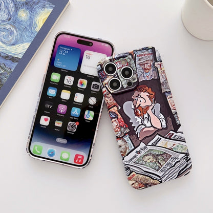 For iPhone 13 Pro Max Precise Hole Oil Painting Glossy PC Phone Case(Newspaper) - iPhone 13 Pro Max Cases by buy2fix | Online Shopping UK | buy2fix