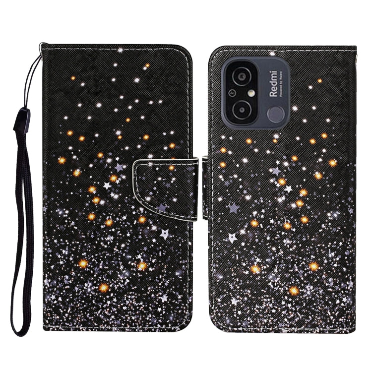 For Xiaomi Redmi 12C Colored Drawing Pattern Flip Leather Phone Case(Black Pentagram) - Xiaomi Cases by buy2fix | Online Shopping UK | buy2fix