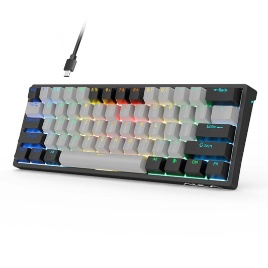AULA F3261 Type-C Wired Hot Swappable 61 Keys RGB Mechanical Keyboard(Black Grey Tea Shaft) -  by AULA | Online Shopping UK | buy2fix