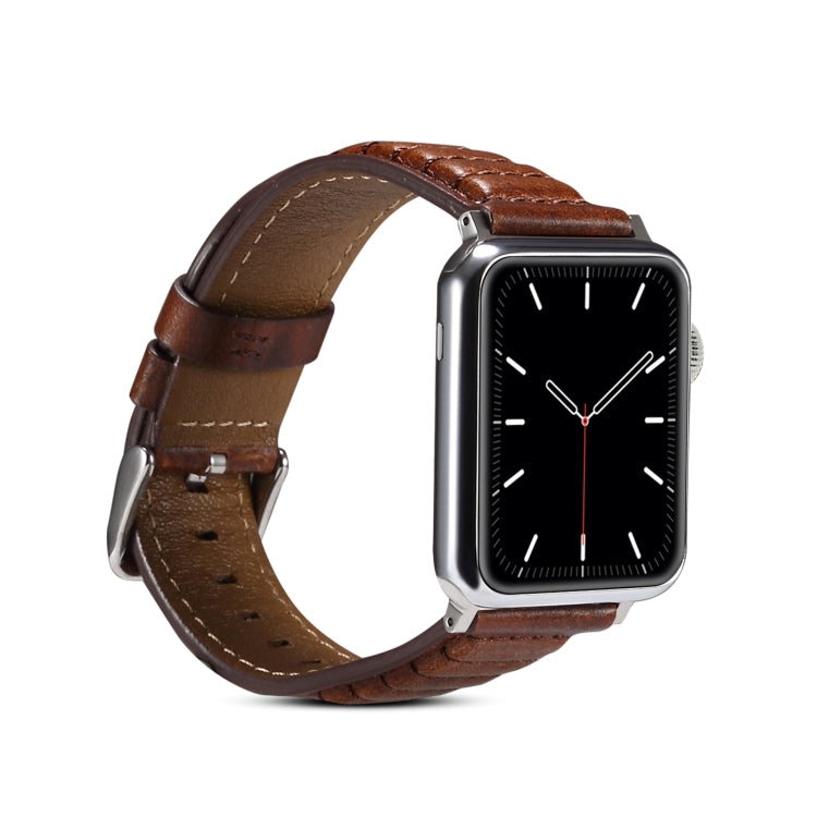 Oil Wax Genuine Leather Watch Band For Apple Watch Series 9&8&7 41mm / SE 3&SE 2&6&SE&5&4 40mm / 3&2&1 38mm (Brown) - Watch Bands by buy2fix | Online Shopping UK | buy2fix