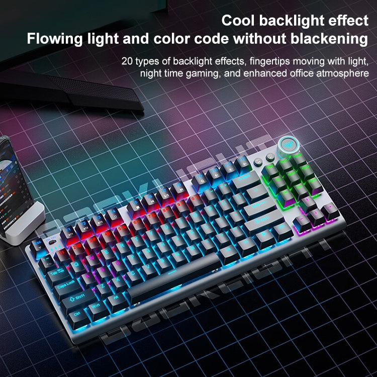 AULA F3001 Backlit 87 Keys Wired/Wireless/Bluetooth Three Model Mechanical Gaming Keyboard(Silver White Tea Shaft) -  by AULA | Online Shopping UK | buy2fix