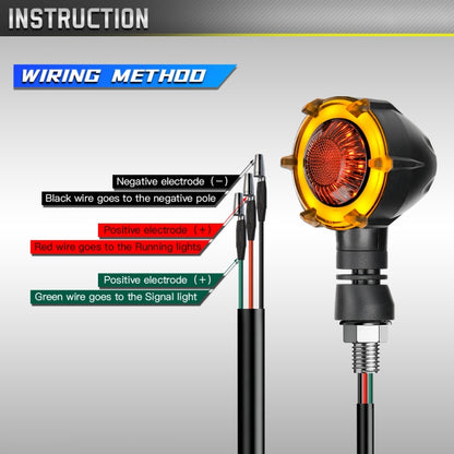 1 Pair Motorcycles Universal Rotating LED Dual-color Flow Turn Signal Light(Amber Yellow Light + Red Light) - In Car by buy2fix | Online Shopping UK | buy2fix