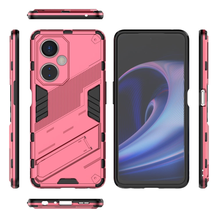For OnePlus Nord CE 3 Punk Armor 2 in 1 PC + TPU Phone Case with Holder(Light Red) - OnePlus Cases by buy2fix | Online Shopping UK | buy2fix