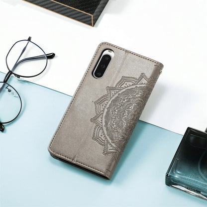 For Sony Xperia 10 IV Mandala Flower Embossed Leather Phone Case(Grey) - Sony Cases by buy2fix | Online Shopping UK | buy2fix