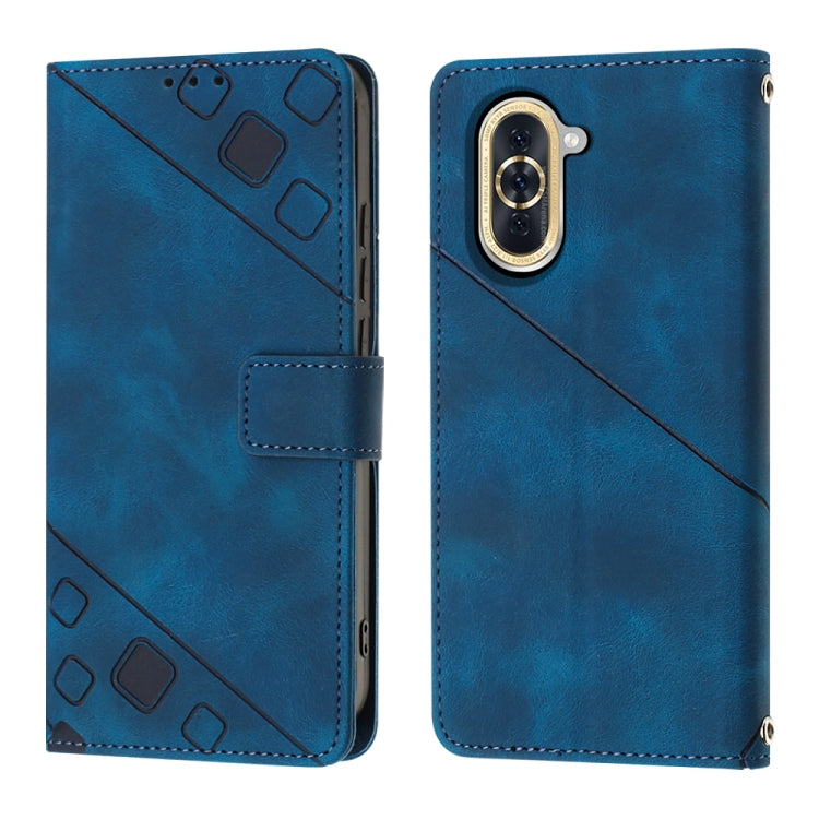 For Huawei nova 10 Skin-feel Embossed Leather Phone Case(Blue) - Huawei Cases by buy2fix | Online Shopping UK | buy2fix