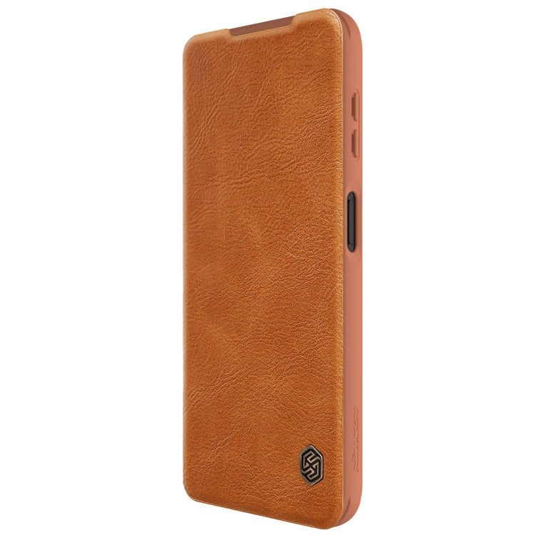 For Samsung Galaxy A14 4G NILLKIN QIN Series Pro Sliding Camera Cover Design Leather Phone Case(Brown) - Galaxy Phone Cases by NILLKIN | Online Shopping UK | buy2fix