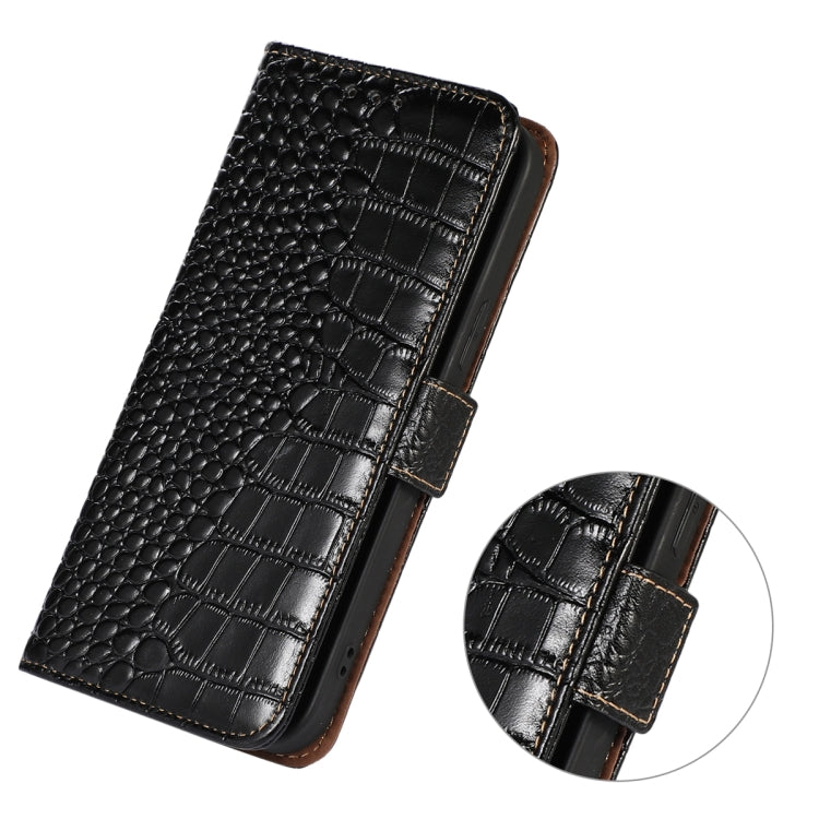 For Nokia C32 4G Crocodile Top Layer Cowhide Leather Phone Case(Black) - Nokia Cases by buy2fix | Online Shopping UK | buy2fix