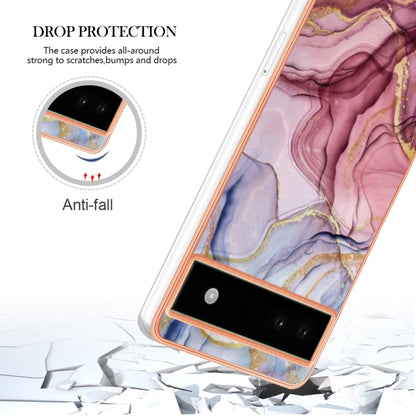 For Google Pixel 6A Electroplating Marble Dual-side IMD Phone Case(Rose Red 014) - Google Cases by buy2fix | Online Shopping UK | buy2fix