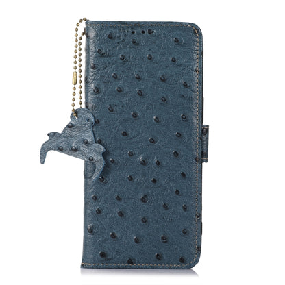 For Honor Magic5 Ostrich Pattern Genuine Leather RFID Phone Case(Blue) - Honor Cases by buy2fix | Online Shopping UK | buy2fix