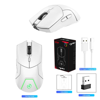 HXSJ T40 7 Keys 4000DPI Three-mode Colorful Backlight Wireless Gaming Mouse Rechargeable(White) - Wireless Mice by HXSJ | Online Shopping UK | buy2fix