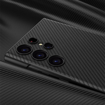 For Samsung Galaxy S23+ 5G GKK Triumph Ultra-Thin Plain Leather Phone Case with Holder(Carbon Fiber) - Galaxy S23+ 5G Cases by GKK | Online Shopping UK | buy2fix